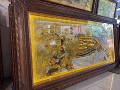 Tranh Thuận Buồm Xuôi Gió- Đồng Vàng Xước Dát- Kích Thước 170x90- Khung Sồi Trơn