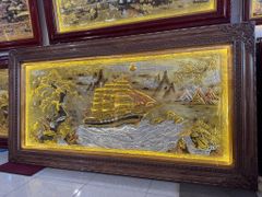 Tranh Thuận Buồm Xuôi Gió- Đồng Vàng Xước Dát- Kích Thước 170x90- Khung Sồi Trơn