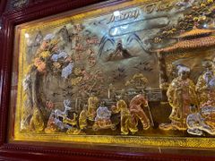 Tranh Mừng Thọ Bằng Đồng, Mừng Thọ Ông Bà Đồng Vàng Xước Dát - Kích Thước 170x90 Cm