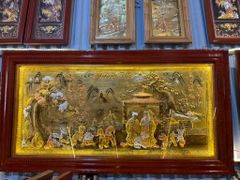 Tranh Mừng Thọ Bằng Đồng, Mừng Thọ Ông Bà Đồng Vàng Xước Dát - Kích Thước 170x90 Cm