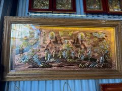 Tranh Mừng Thọ Bằng Đồng, Mừng Thọ Cụ Bà Đồng Đỏ Xước Dát - Kích Thước 170x90 Cm