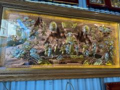 Tranh Mừng Thọ Bằng Đồng, Mừng Thọ Cụ Bà Đồng Đỏ Xước Dát - Kích Thước 170x90 Cm