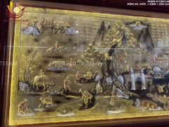 Tranh Đồng Quê Cội Nguồn Quê Hương Nền Vàng Dát Tam Khí - Khung Trơn KT 230*120cm