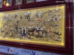 Tranh Đồng Quê Cội Nguồn Quê Hương Nền Vàng Dát Tam Khí - Khung Trơn KT 230*120cm