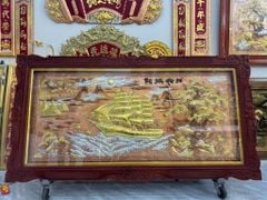 Tranh Thuận Buồm Xuôi Gió Đồng Đỏ Xước Dát Vàng - Kích Thước 230*120 Khung Sồi