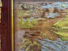 Tranh Thuận Buồm Xuôi Gió Đồng Đỏ Xước Dát Vàng - Kích Thước 230*120 Khung Sồi