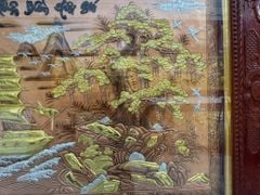 Tranh Thuận Buồm Xuôi Gió Đồng Đỏ Xước Dát Vàng - Kích Thước 230*120 Khung Sồi