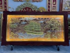 Tranh Thuận Buồm Xuôi Gió Đồng Đỏ Xước Dát Vàng - Kích Thước 230*120 Khung Sồi