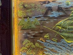 Tranh Thuận Buồm Xuôi Gió Đồng Đỏ Xước Dát Vàng - Kích Thước 230*120 Khung Sồi