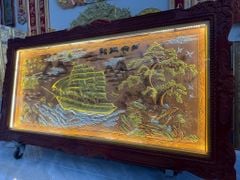 Tranh Thuận Buồm Xuôi Gió Đồng Đỏ Xước Dát Vàng - Kích Thước 230*120 Khung Sồi