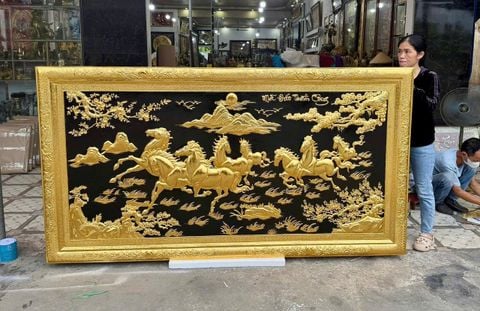 Tranh Đồng Mã Đáo Thành Công dát vàng KT 237x127 Cm Khung Đồng (Hàng VIP)