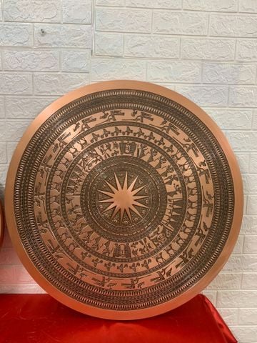 Mặt trống đồng đỏ đúc chìm đường kính 81cm nặng 25kg