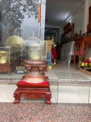 Trống Đồng Đông Sơn Đồng Đỏ Đường Kính 30cm - Hoa Văn Ngọc Lũ Họa Tiết Chìm