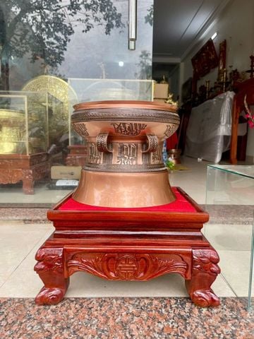 Trống Đồng Đông Sơn Đồng Đỏ Đường Kính 30cm - Hoa Văn Ngọc Lũ Họa Tiết Chìm