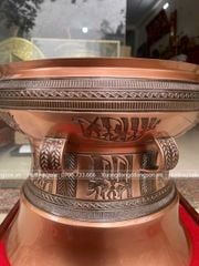 Trống Đồng Đông Sơn Đồng Đỏ Đường Kính 30cm - Hoa Văn Ngọc Lũ Họa Tiết Chìm