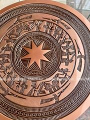 Trống Đồng Đông Sơn Đồng Đỏ Đường Kính 30cm - Hoa Văn Ngọc Lũ Họa Tiết Chìm