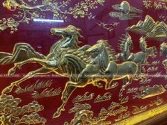 Tranh Đồng Mã Đáo Thành Công Nền Đỏ Dát Vàng KT 155x88 Cm Khung Gỗ Sồi Nga