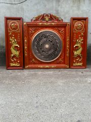 Tranh Trống Đồng Đôi Cá Chép Rời Kích Thước 117*117 Cm Khung Vuông