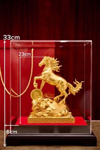 Tượng Ngựa chữ Lộc bằng đồng dát vàng 24K
