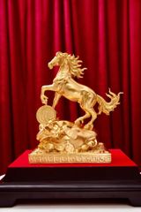 Tượng Ngựa chữ Lộc bằng đồng dát vàng 24K