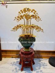 Chậu lan bằng đồng mạ vàng 24K 18 cành - Quà tặng mạ vàng