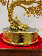 Chậu hoa mai bằng đồng mạ vàng vàng 24K - Mai dáng đổ 92cm