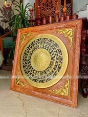 Tranh Trống Mặt Gò Khung Gỗ Hương Đá KT 107x107cm Mặt 80cm Khung Vuông
