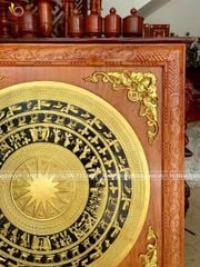 Tranh Trống Mặt Gò Khung Gỗ Hương Đá KT 107x107cm Mặt 80cm Khung Vuông