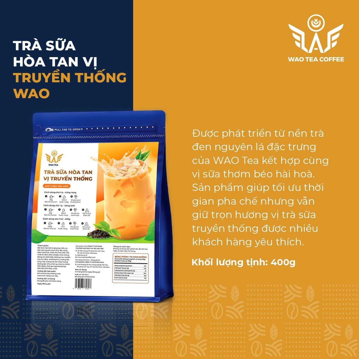 Trà Sữa Hoà Tan Vị Truyền Thống WAO