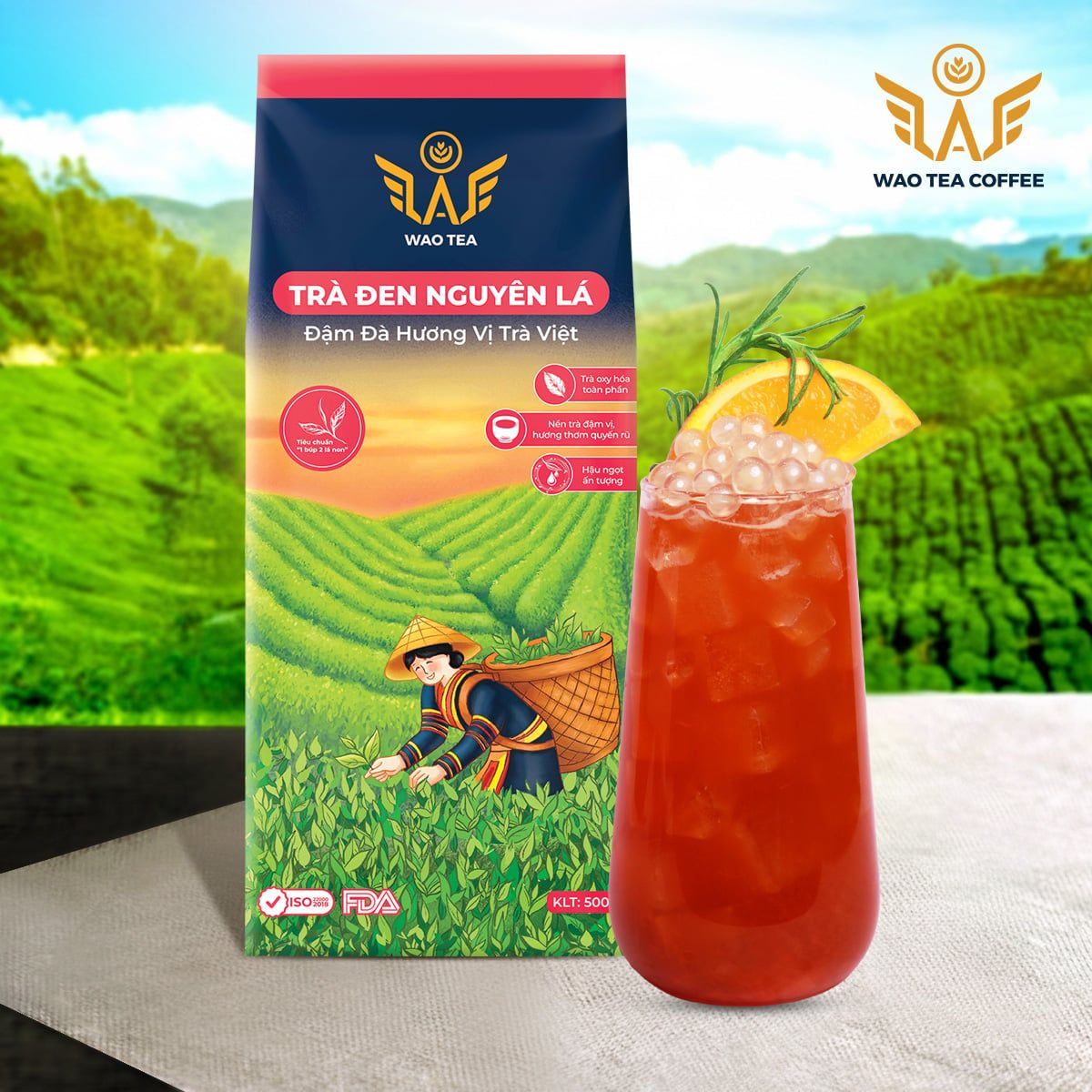  Trà Đen Nguyên Lá WAO (1kg) 
