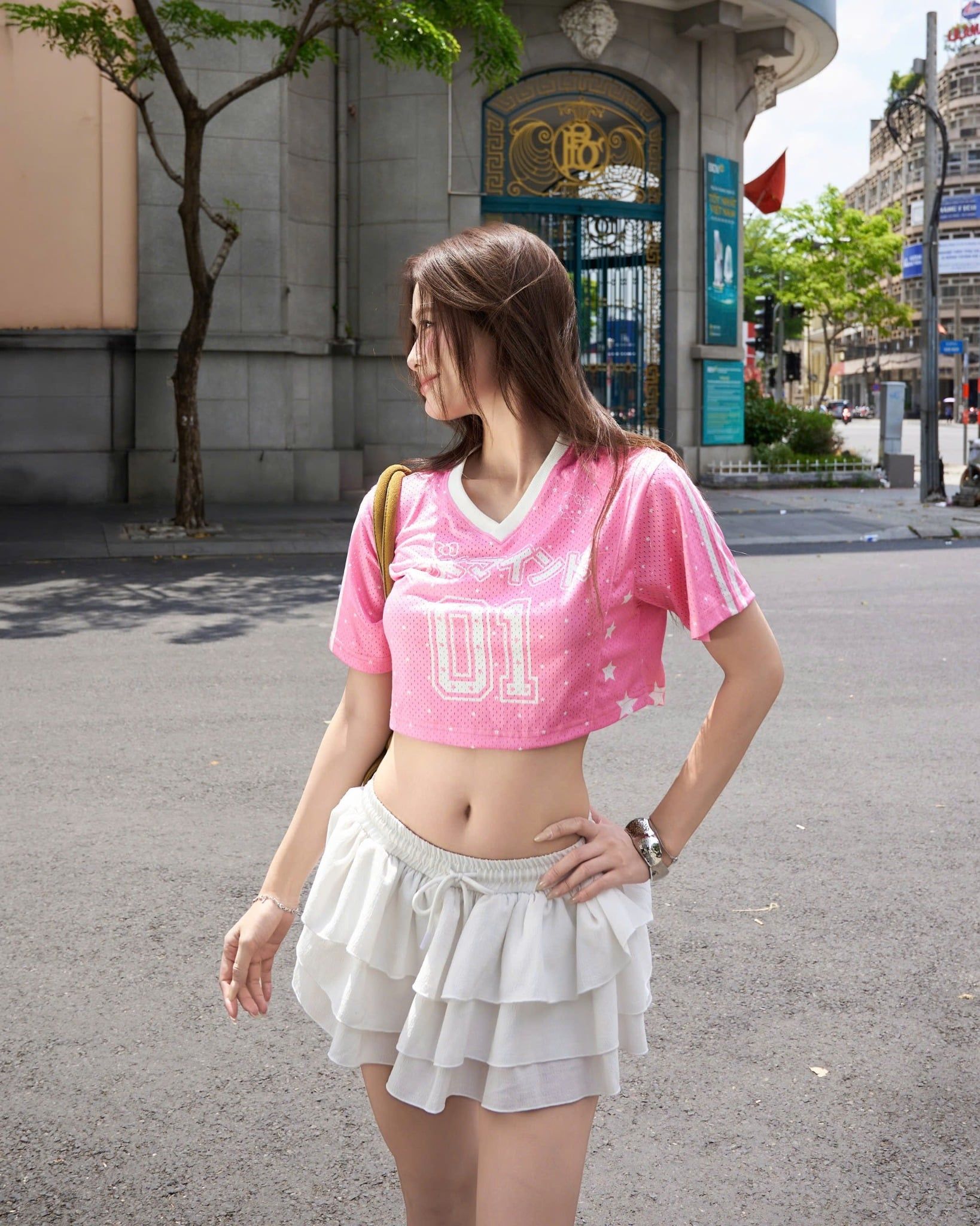  Áo Jersey Croptop Ngắn Tay A41 MADMIND - Màu Hồng 