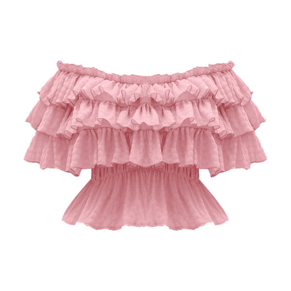  MADMIND [ MẶC 4 KIỂU ] Áo Nữ Trễ Vai Nhún 3 Tầng  PUDDING TOP - Áo Lệch Vai Mùa Hè Đi Biển Màu Hồng 