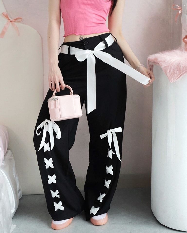  Quần Dài Phối Thắt Nơ Ribbon Trouser Madmind - Màu Đen 