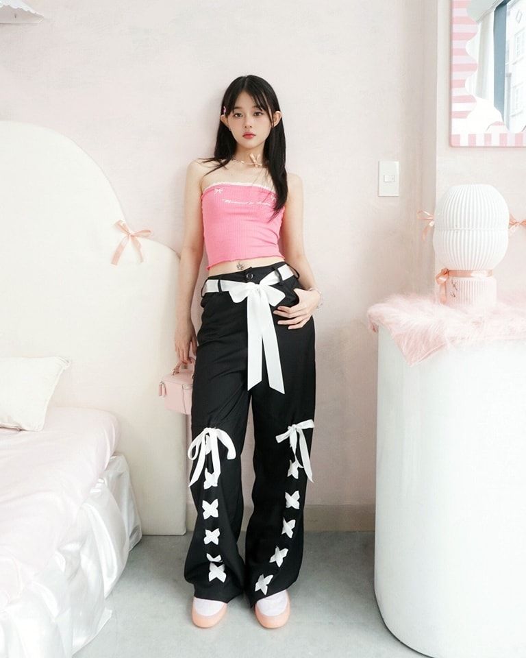  Quần Dài Phối Thắt Nơ Ribbon Trouser Madmind - Màu Đen 