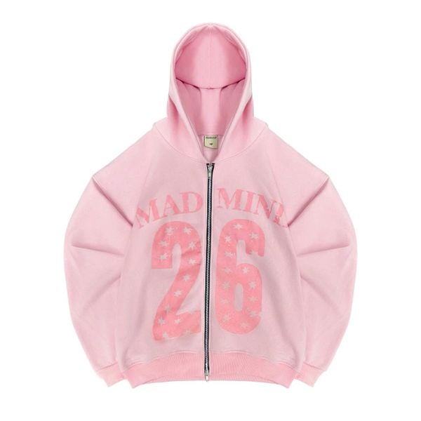  Áo Khoác Hoodie Zip MADMIND K1 - Màu Hồng Nhạt 