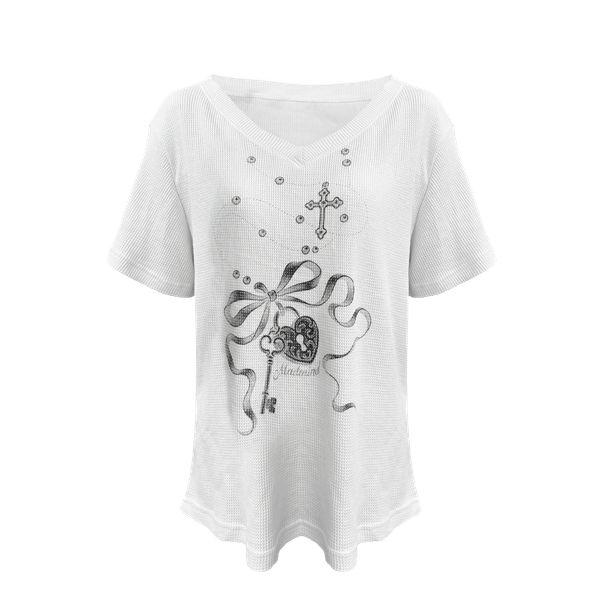  Áo Cổ Tim MADMIND A35 - Màu Trắng 