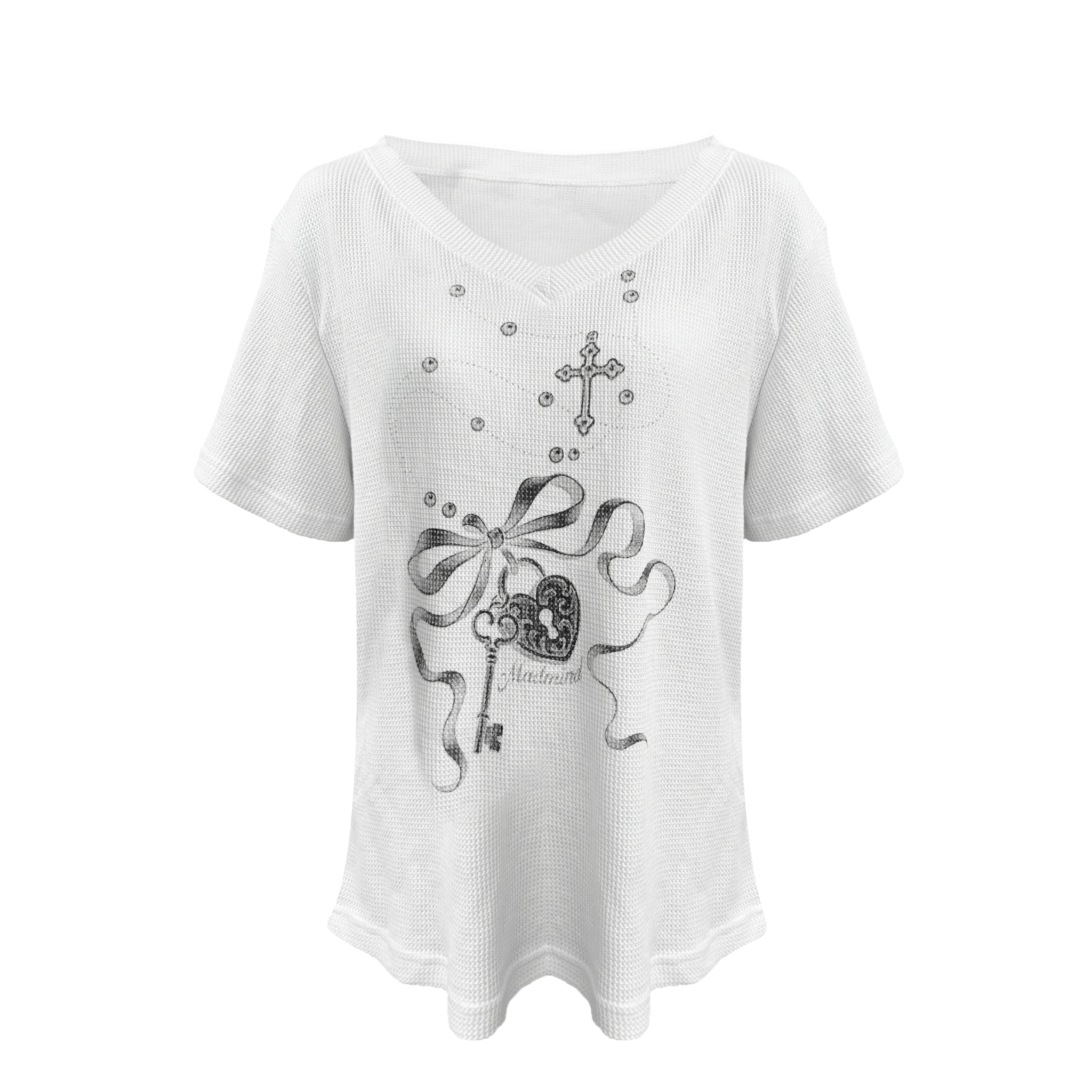  Áo Cổ Tim MADMIND A35 - Màu Trắng 