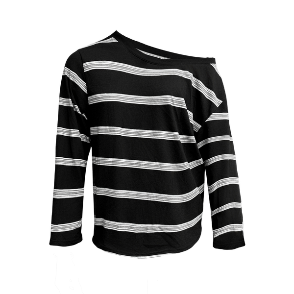  Áo Rộng, Tay Dài Trễ Vai MADMIND D9 - Màu Sọc Đen 