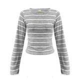  Áo Suông Tay Dài Cổ Thuyền / Trễ Vai MADMIND D10 - Màu Xám Sọc 