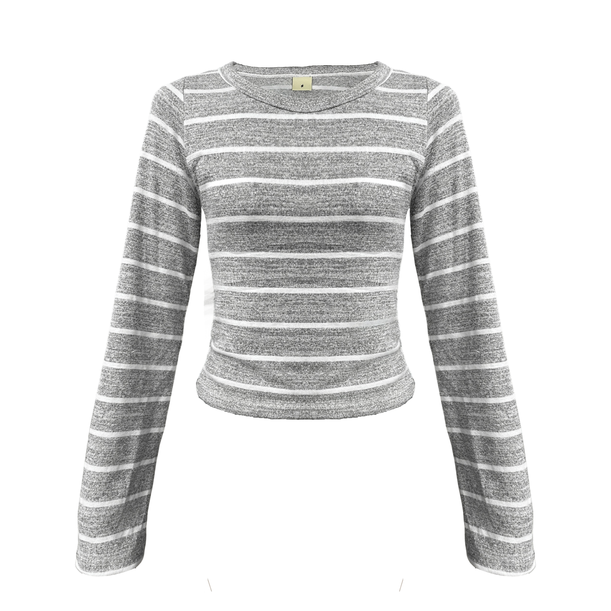  Áo Suông Tay Dài Cổ Thuyền / Trễ Vai MADMIND D10 - Màu Xám Sọc 