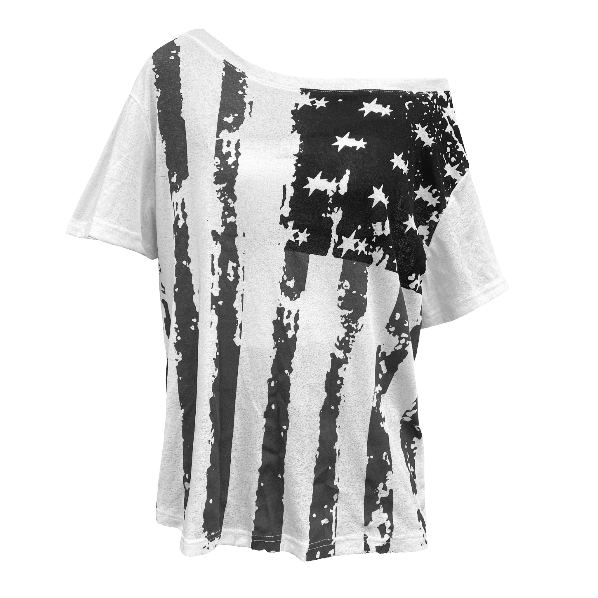  Áo Nữ Trễ Vai WAVY MADMIND - Màu Trắng Đen 