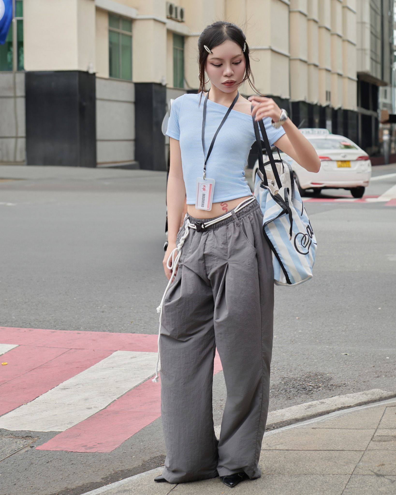  [ TẶNG KÈM DÂY NỊT ] Quần Dù Dài Ống Rộng ECHO MADMIND - Màu Xám 