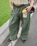  [ TẶNG KÈM DÂY NỊT ] Quần Dù Dài Ống Rộng ECHO MADMIND - Màu Xanh Rêu 