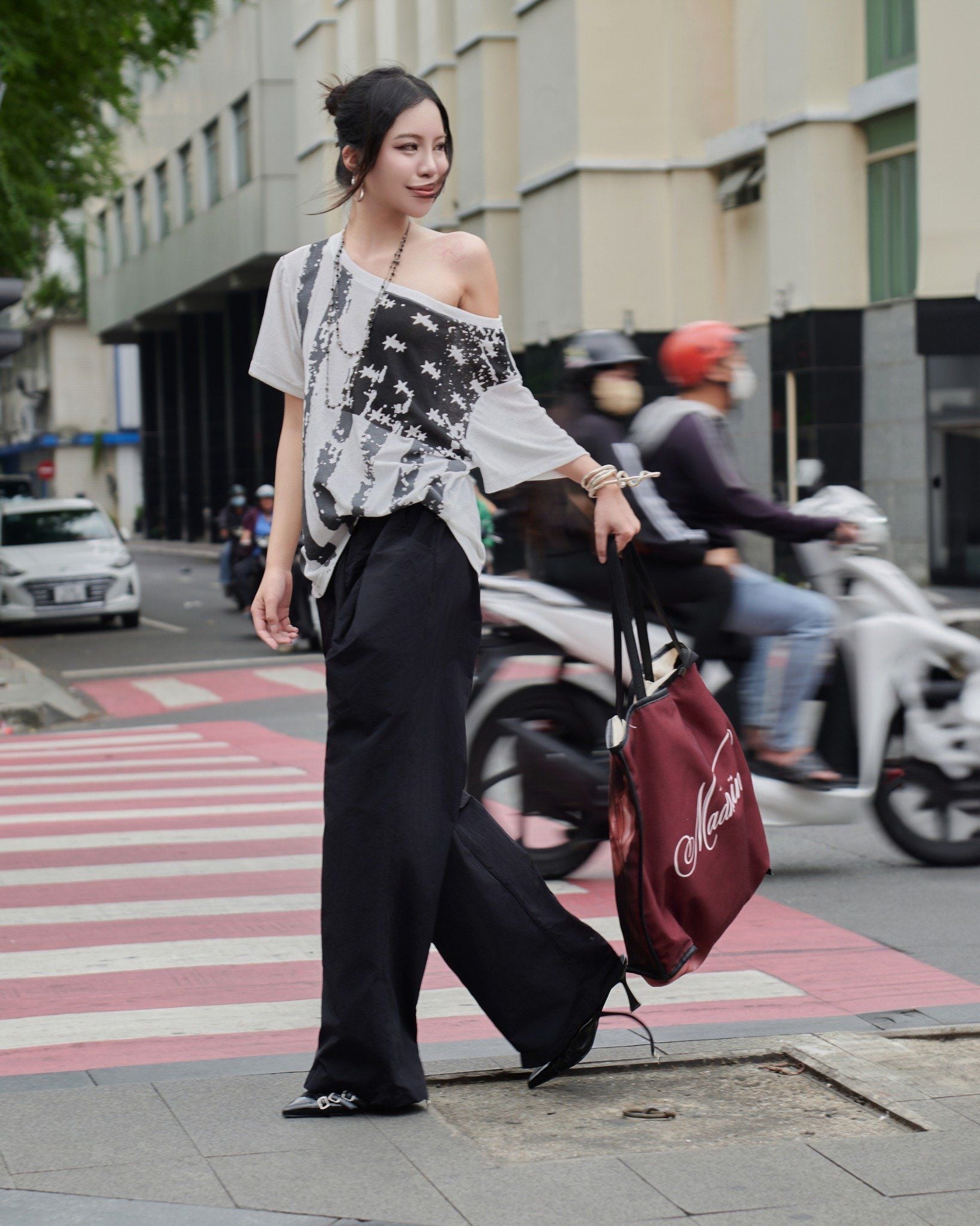  [ TẶNG KÈM DÂY NỊT ] Quần Dù Dài Ống Rộng ECHO MADMIND - Màu Đen 