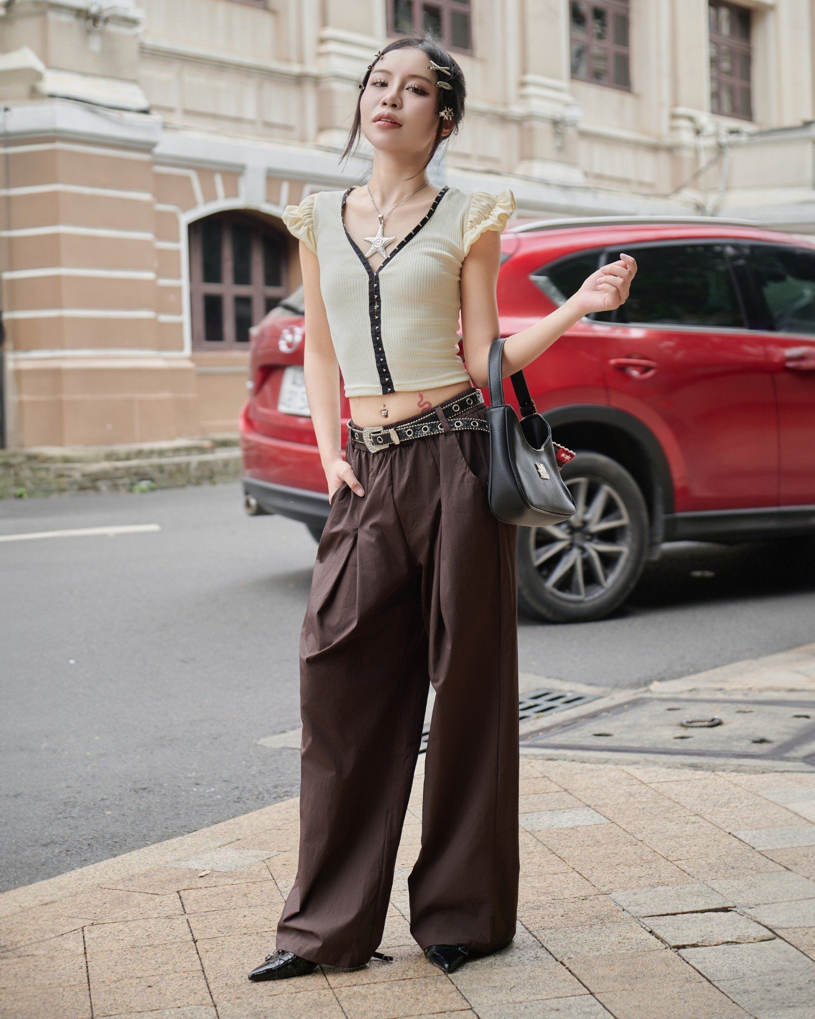  Áo Nữ Ôm Body COOKIE MADMIND - Màu Be 