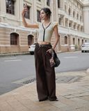  [ TẶNG KÈM DÂY NỊT ] Quần Dù Dài Ống Rộng ECHO MADMIND - Màu Nâu 