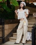  [ TẶNG KÈM DÂY NỊT ] Quần Dù Dài Ống Rộng ECHO MADMIND - Màu Kem 