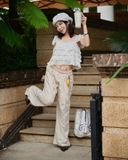  [ TẶNG KÈM DÂY NỊT ] Quần Dù Dài Ống Rộng ECHO MADMIND - Màu Kem 