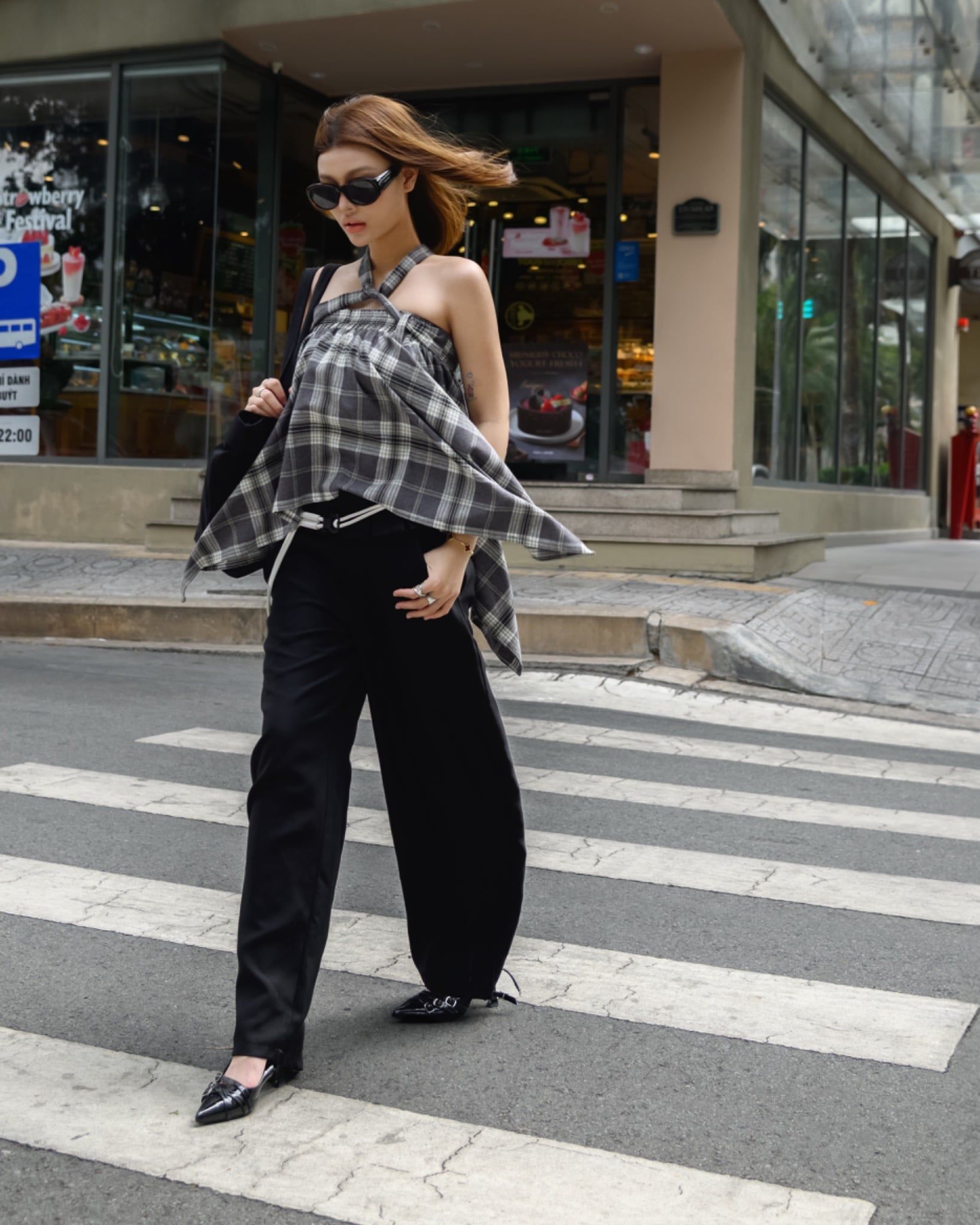  [ MẶC 2 KIỂU ] Chân Váy Nữ Thiết Kế CATCHY MADMIND - Màu Xám Sọc Rêu 