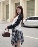  Áo Nỉ Raglan Tay Dài Hoạ Tiết Ngôi Sao MADMIND D14 - Màu Trắng Phối Tay Đen 